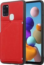 ShieldCase telefoonhoesje geschikt voor Samsung galaxy a21s wallet hoesje met bandje - rood