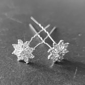 PaCaZa - Zilverkleurige Hairpins - Fonkelende Bloem Bezaaid met Diamantjes - 5 stuks