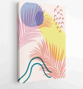 Summer tropical wall arts vector. Palm leaves, coconut leaf, monstera leaf, line arts 2 - Moderne schilderijen – Vertical – 1922500766 - 50*40 Vertical