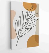 Earth tone background foliage line art drawing with abstract shape and watercolor 2 - Moderne schilderijen – Vertical – 1921715387 - 80*60 Vertical