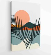 Mountain and Botanical wall art vector set. Earth tones landscapes wallpaper 2 - Moderne schilderijen – Vertical – 1924982621 - 80*60 Vertical