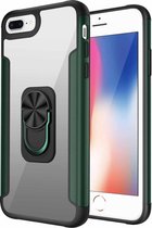 PC + TPU + metalen schokbestendige beschermhoes met ringhouder voor iPhone 8 Plus / 7 Plus (groen)