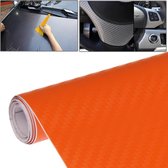 Auto decoratieve 3D koolstofvezel PVC-sticker, afmeting: 152 cm x 50 cm (oranje)