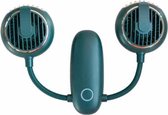 Multifunctionele dubbele kop hangende nekventilator Mini opvouwbare taille hangende ventilator USB-oplader Desktop Handheld elektrische ventilator (groen)