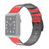 Voor Apple Watch Series 5 & 4 & 3 & 2 & 1 universele siliconen huid + koolstofvezel textuur horlogebanden (rood)