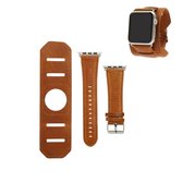 Voor Apple Watch 5 & 4 40mm / 3 & 2 & 1 38mm Crazy Horse Texture armband horlogeband (lichtbruin)