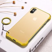 Frosted antislip TPU-beschermhoes met metalen ring voor iPhone X (geel)