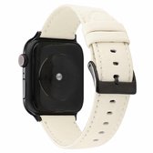 Voor Apple Watch Series 5 & 4 40mm / 3 & 2 & 1 38mm koeienhuid textuur lederen horlogeband (wit)