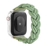 Elastische geweven horlogeband voor Apple Watch Series 6 & SE & 5 & 4 40 mm / 3 & 2 & 1 38 mm, lengte: 160 mm (groen)