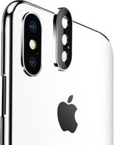 Titaniumlegering metalen cameralensbeschermer gehard glasfilm voor iPhone X (zilver)