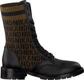 Nik & Nik Meisjes Veterboots Brandy Jacquard Boots - Zwart - Maat 39