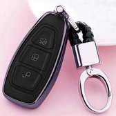 Galvaniserende TPU autosleutelbehuizing met enkele schaal met sleutelring voor Ford FOCUS / KUGA / Mondeo / FIESTA (zwart)