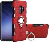 Voor Galaxy S9 2 in 1 kubus pc + TPU beschermhoes met 360 graden draaien zilveren ringhouder (rood)