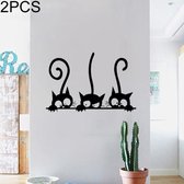 2 STUKS Mooie Zwarte Schattige Katten Muursticker, Afmeting: 30x20cm
