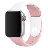 Dubbele kleuren siliconen horlogeband voor Apple Watch Series 3 & 2 & 1 38 mm (wit + lichtroze)