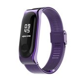 Mijobs metalen band voor Xiaomi Mi Band 3 & 4 & 5 schroefloze gespstijl roestvrijstalen armband polsbandjes Vervang accessoires, host niet inbegrepen (paars)