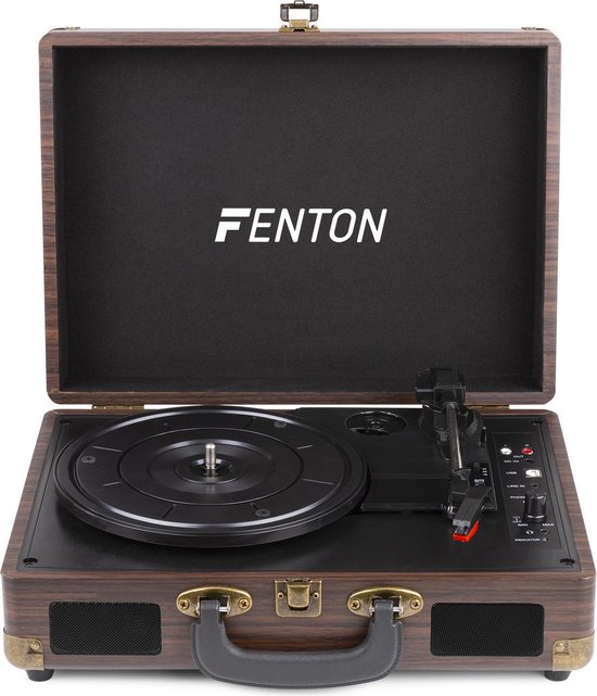 Fenton RP115B - Platenspeler in koffer met Bluetooth en ingebouwde speakers - Hout