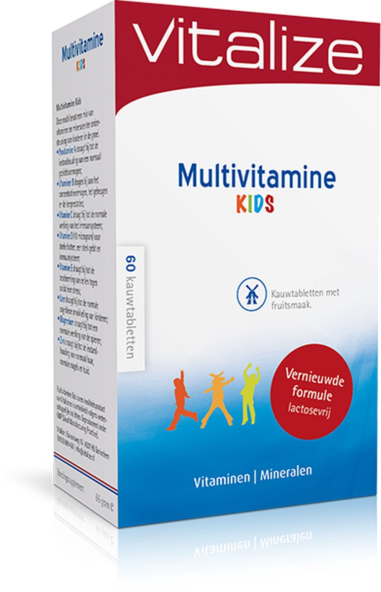 Goedkoopste Vitalize Multivitamine Kids 60 tabletten | Kauwtabletten met fruitsmaak (Lactosevrij!) - Met vitaminen en mineralen ter ondersteuning van kinderen in de groei