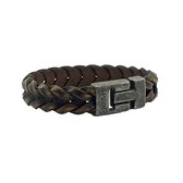 Josh Vintage Heren Armband Leer;Metaal - Bruin