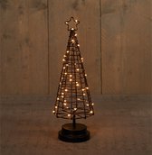 Set van 2x stuks verlichte figuren zwarte 3D lichtboompje/metalen boom/kerstboompjes met 45 led lichtjes 36 cm