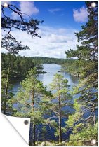 Tuinposters buiten Het boslandschap en een meer in het Nationaal park Tiveden in Zweden - 60x90 cm - Tuindoek - Buitenposter
