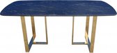 OHNO Furniture Delft Eettafel - Tafel, Marmer, RVS, Goud, Blauw