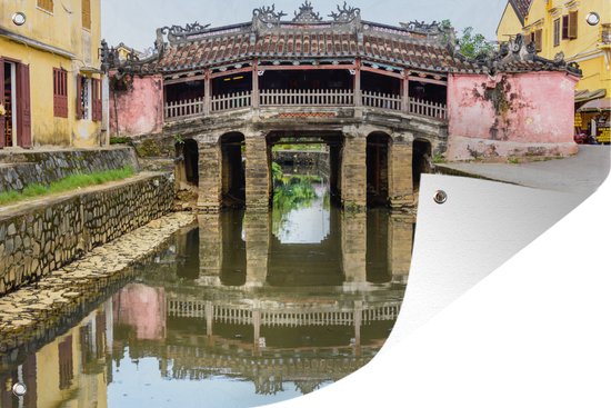 Le pont couvert à Hoi An Vietnam Garden poster 120x80 cm - Toile de jardin / Toile d'extérieur / Peintures pour l'extérieur (décoration de jardin)