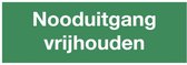 Nooduitgang vrijhouden sticker met tekst - zelfklevende folie - 280 x 105 mm - groen wit