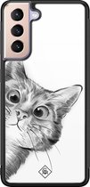 Samsung S21 Plus hoesje glass - Peekaboo | Samsung Galaxy S21 Plus  case | Hardcase backcover zwart