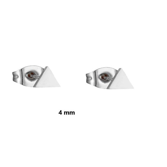Aramat jewels ® - Zweerknopjes driehoek oorbellen 4mm staal zilverkleurig