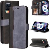 Voor OPPO Realme 8/8 Pro Business Stitching-Color Horizontale Flip PU Leather Case met Houder & Kaartsleuven & Fotolijst & Lanyard (Grijs)