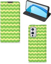 Book Case OnePlus 9 Telefoonhoesje Waves Green