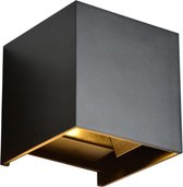 LED wandlamp Kansas Zwart 2x3 Watt 3000K Dimbaar tweezijdig oplichtend Kubus IP65