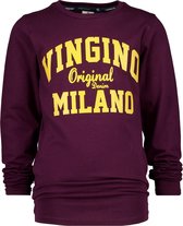 Vingino Logo Longsleeve Jongens T-shirt - Aubergine Red - Maat 140