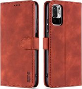 Voor Geschikt voor Xiaomi Redmi Note 10 5G AZNS Huid Voelen Kalf Textuur Horizontale Flip Lederen Case met Kaartsleuven & Houder & Portemonnee (Bruin)