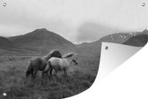 Muurdecoratie Paarden - Gras - Bergen - 180x120 cm - Tuinposter - Tuindoek - Buitenposter