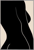 JUNIQE - Poster met kunststof lijst Silhouette -60x90 /Grijs & Ivoor