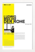 JUNIQE - Poster in houten lijst Mies Van Der Rohe -30x45 /Geel & Wit