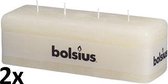 Bolsius Mammoetkaars - Rechthoek - 4 Lonten - Ivoor - 52 Uur - 2 Stuks