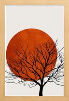 JUNIQE - Poster in houten lijst Winter Sunset -20x30 /Rood & Zwart