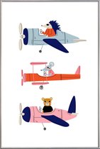 JUNIQE - Poster met kunststof lijst Aeroplane Race -30x45 /Grijs