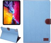 Voor iPad Pro 11 inch 2020 pc + links en rechts denim lederen tas portemonnee kaarthouder met rustperiode (lichtblauw)