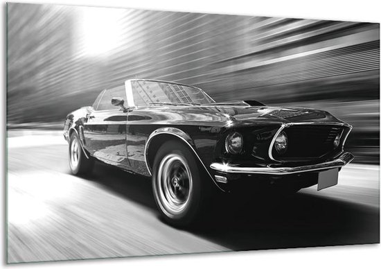 Peinture sur verre Auto, Mustang | Gris-noir | 120x70cm 1Hatch | Tirage photo sur verre |  F006394