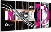 Peinture sur verre Abstrait | Rose, noir, blanc | 160x80cm 4 Liège | Tirage photo sur verre | F003457