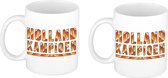 4x stuks holland kampioen beker / mok wit - 300 ml - oranje supporter / fan