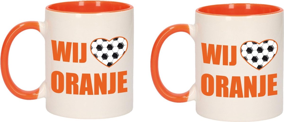 4x stuks wij houden van oranje mok/ beker oranje wit 300 ml