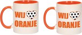 4x stuks wij houden van oranje beker / mok wit en oranje - 300 ml - Holland supporter / fan