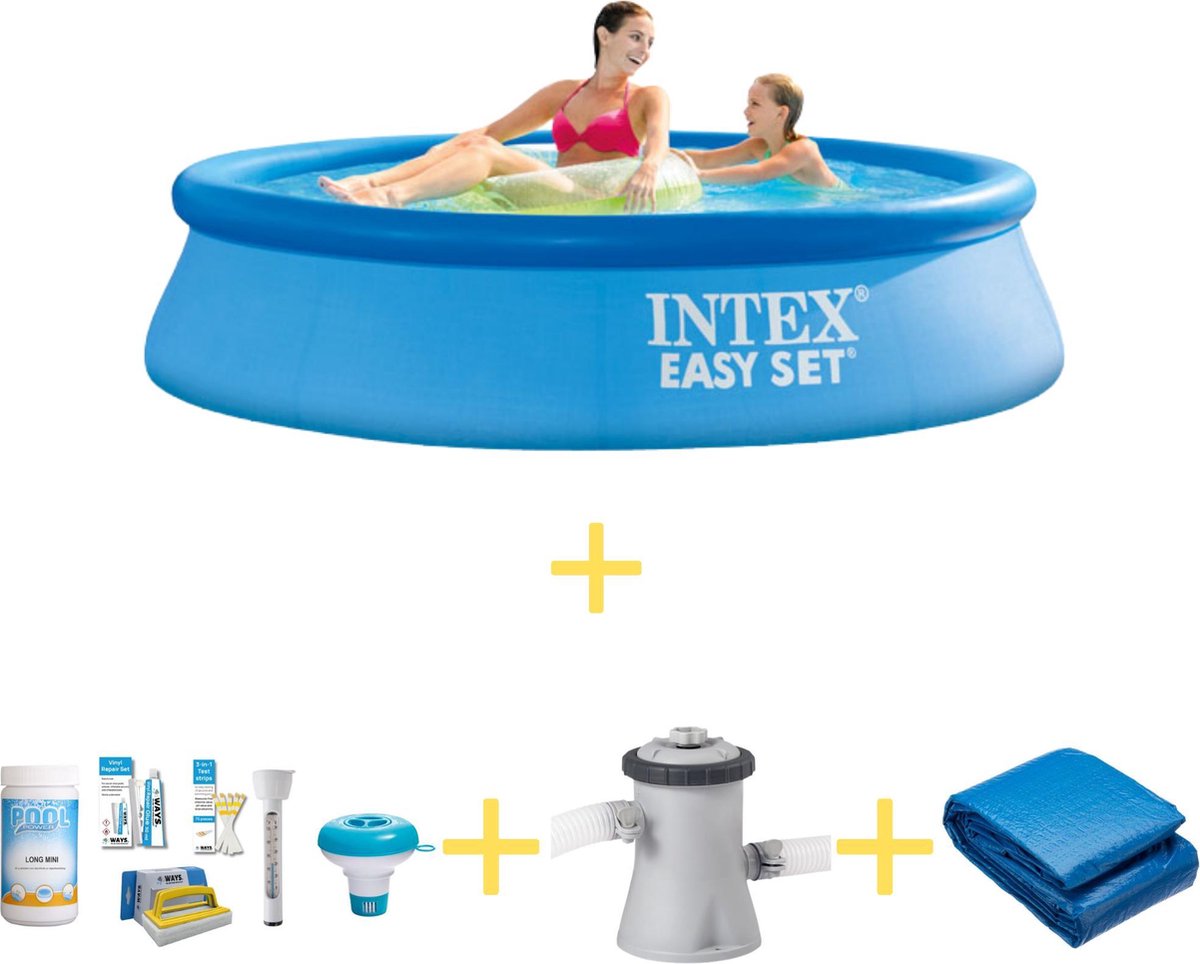 Zwembad - Easy Set - 244 x 61 cm - Inclusief WAYS Onderhoudspakket, Filterpomp & Grondzeil