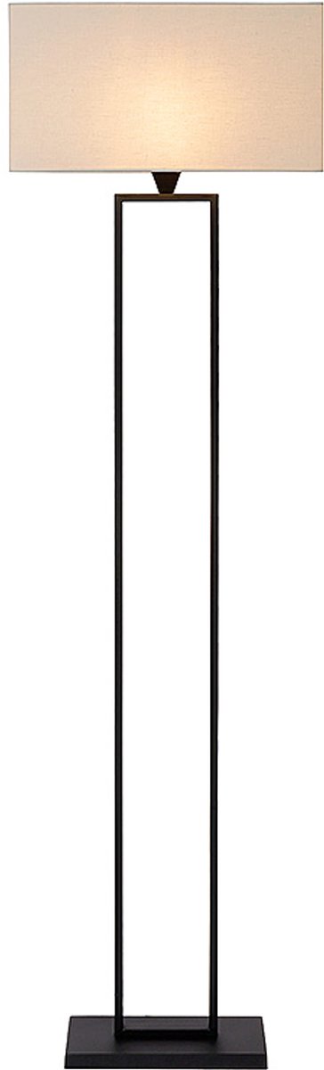 Atmooz - Vloerlamp Paula - Staande Lamp - Stalamp - Woonkamer - Zwart en witte kap - Hoogte 160cm - Metaal