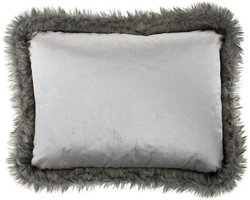 Sierkussen - Fluweel/bont * - Zilver - 35 Cm X 45 Cm